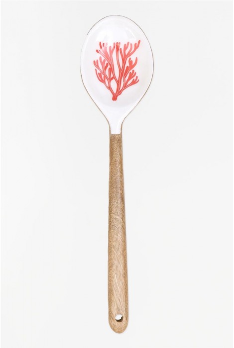 CUCHARA MADERA ESMALTADA CORAL