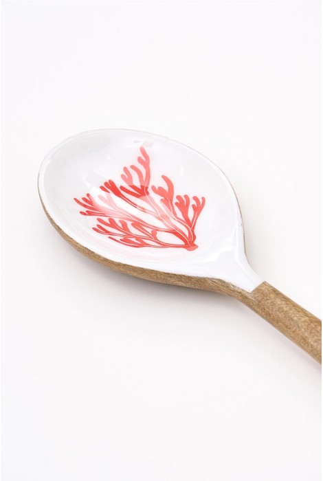 CUCHARA MADERA ESMALTADA CORAL 2