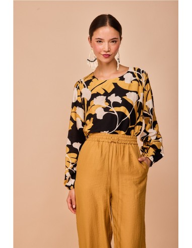 CAMISA PUNTAL FLOR NEGRA